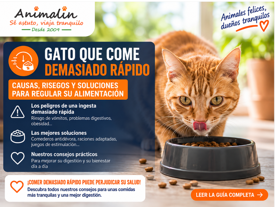 🐱 ¿Qué hacer si tu gato come demasiado rápido? Causas, riesgos y soluciones (Guía completa 2026)