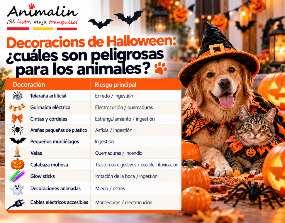 🕸️ Telarañas, guirnaldas, pequeñas decoraciones: ¿cuáles son peligrosas para los animales?